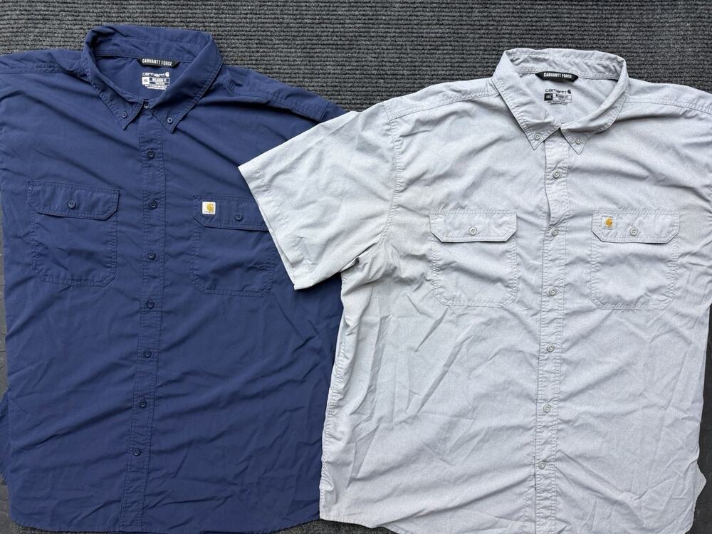 Lot of 2 Carhartt Force Shirts Mens 4XL Relaxed Fit Short Sleeve Work Button Up